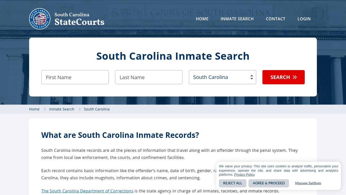 South Carolina Inmate Search, Prison and Jail Information - StateCourts
