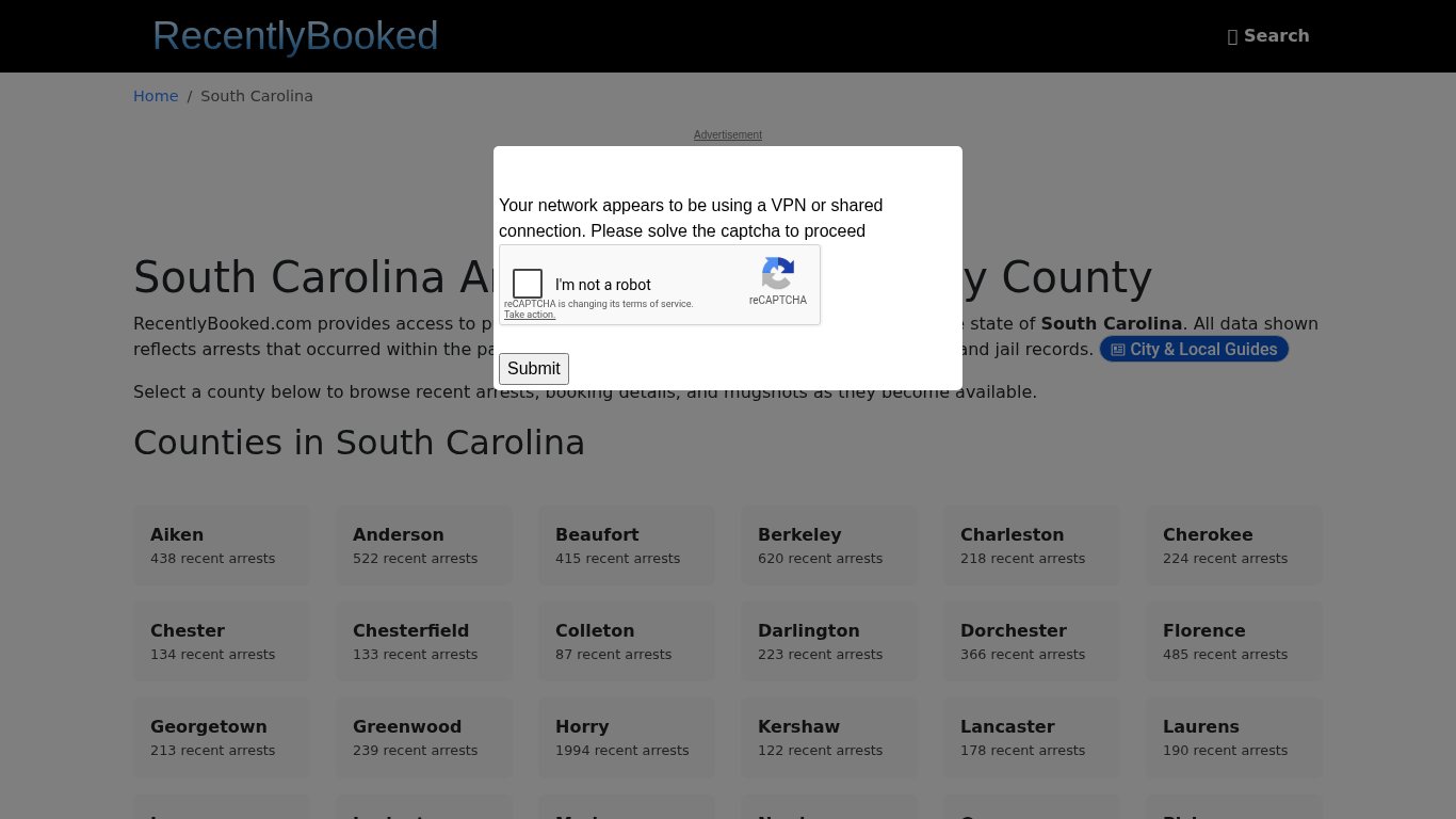Recent bookings, Arrests, Mugshots in South Carolina - Recently Booked